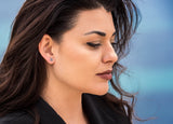 Black Stone Polar Star Silver Earrings