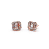 Silver 2-Carat Appearance 925K Diamond Model Baguette Earrings with White Stones