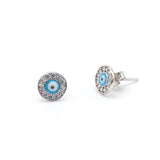 Eye Earrings – Blue Eye Bead 925K White Zircon Stone Studded Silver Earrings