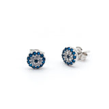 Eye Round Mini Silver Earrings