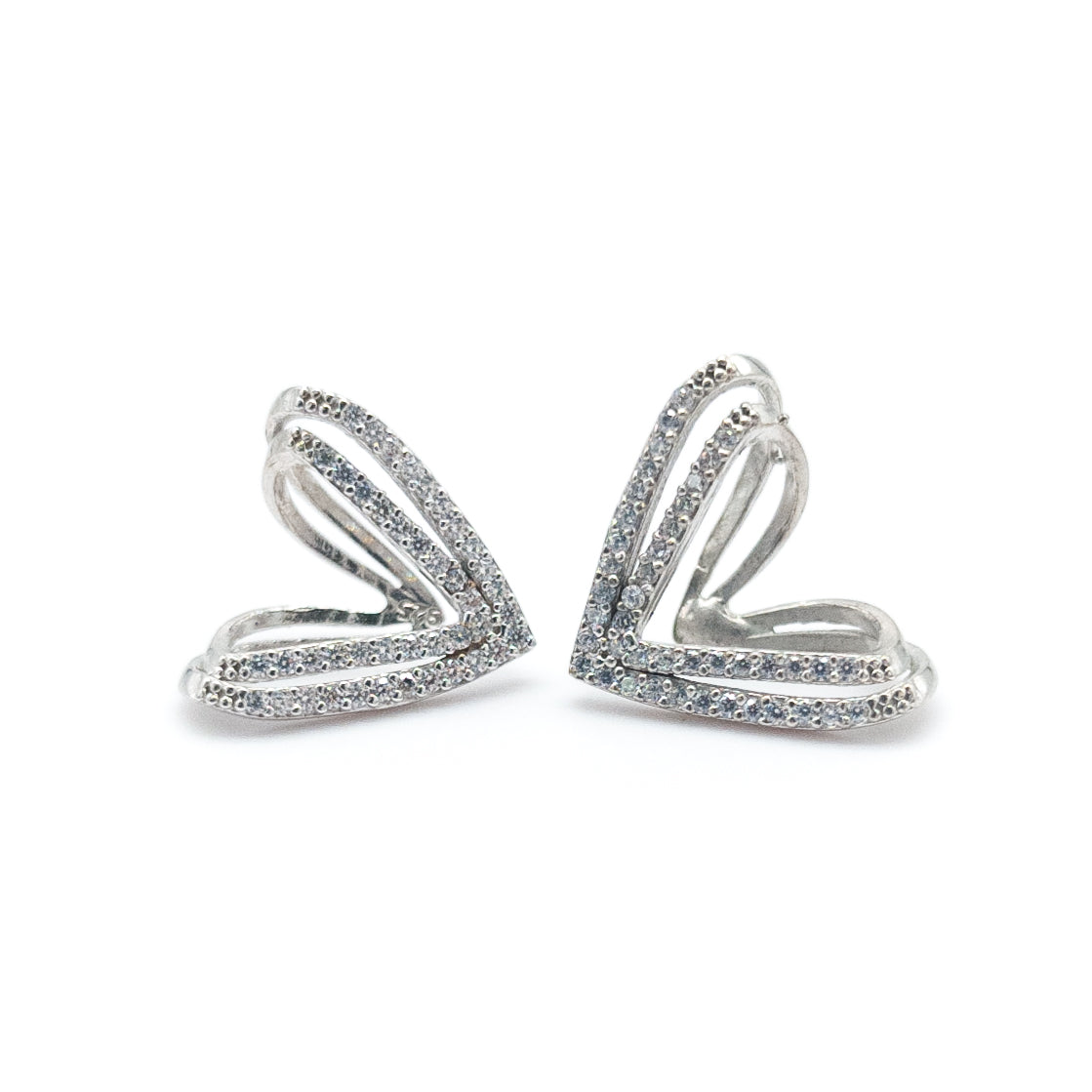 Triangle Double White Round Stone 925 Sterling Silver Cartilage Ear cuff