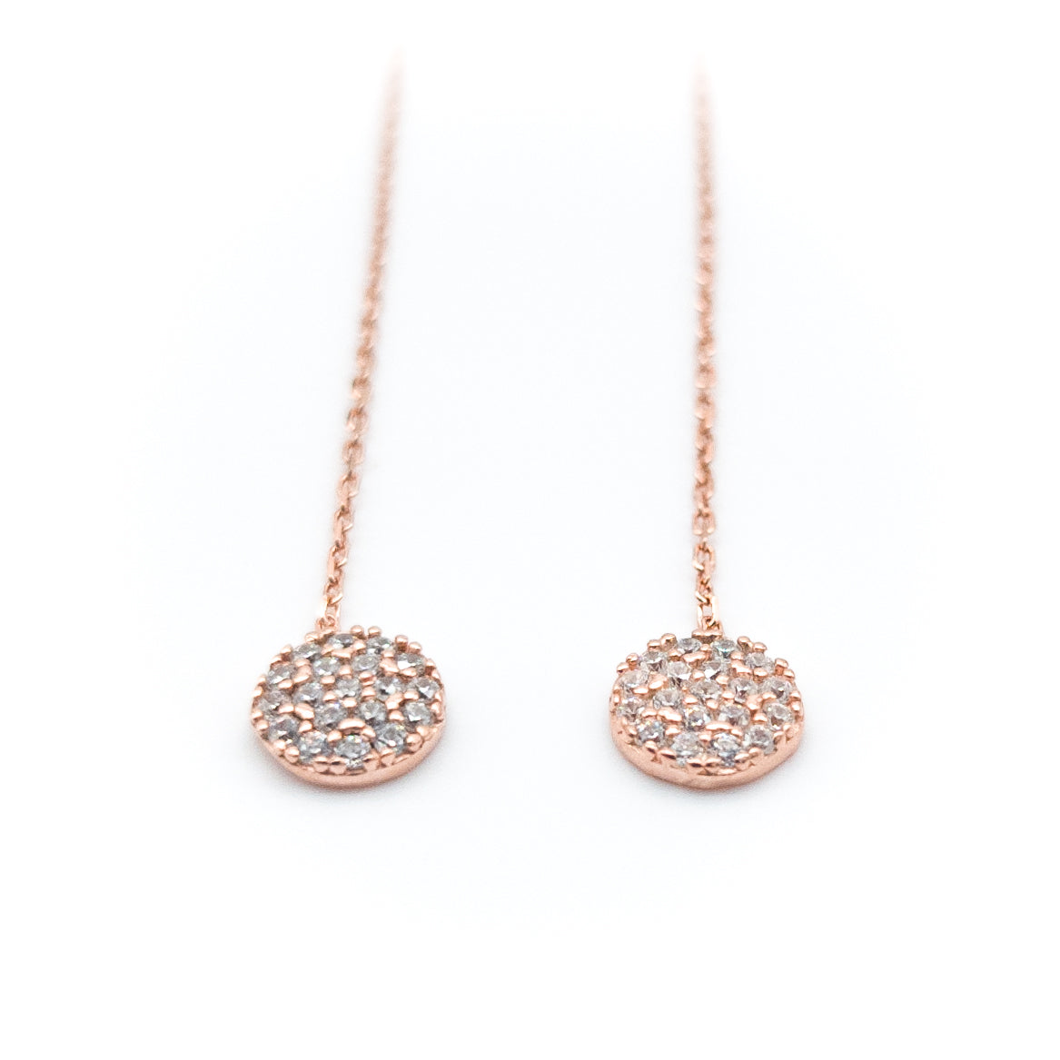 Round Stone Chain Earrings