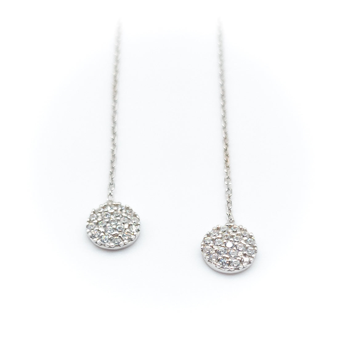 Round Stone Chain Earrings