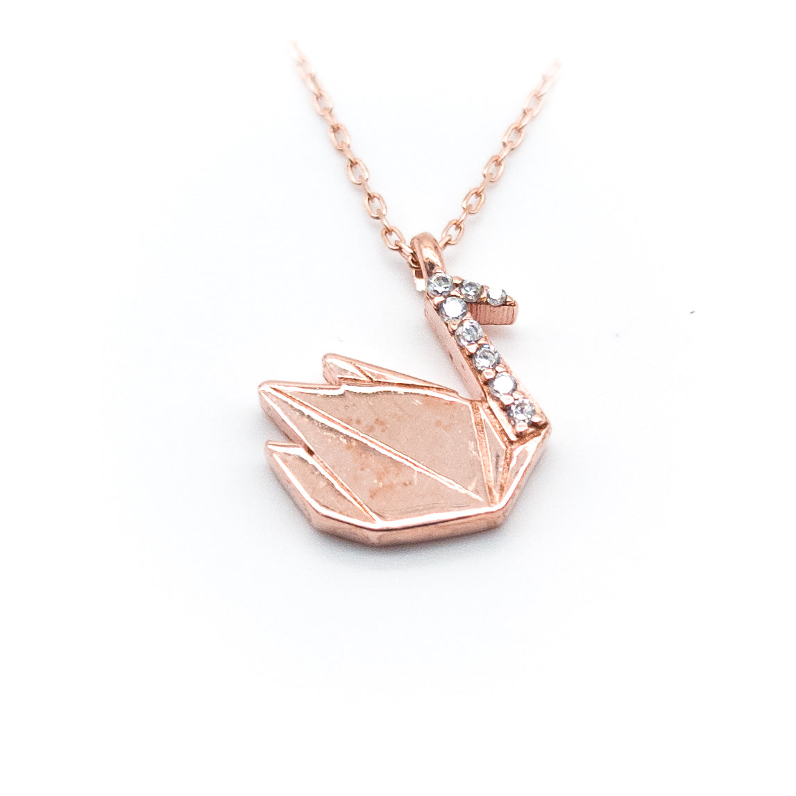 Origami Stone Swan Necklace