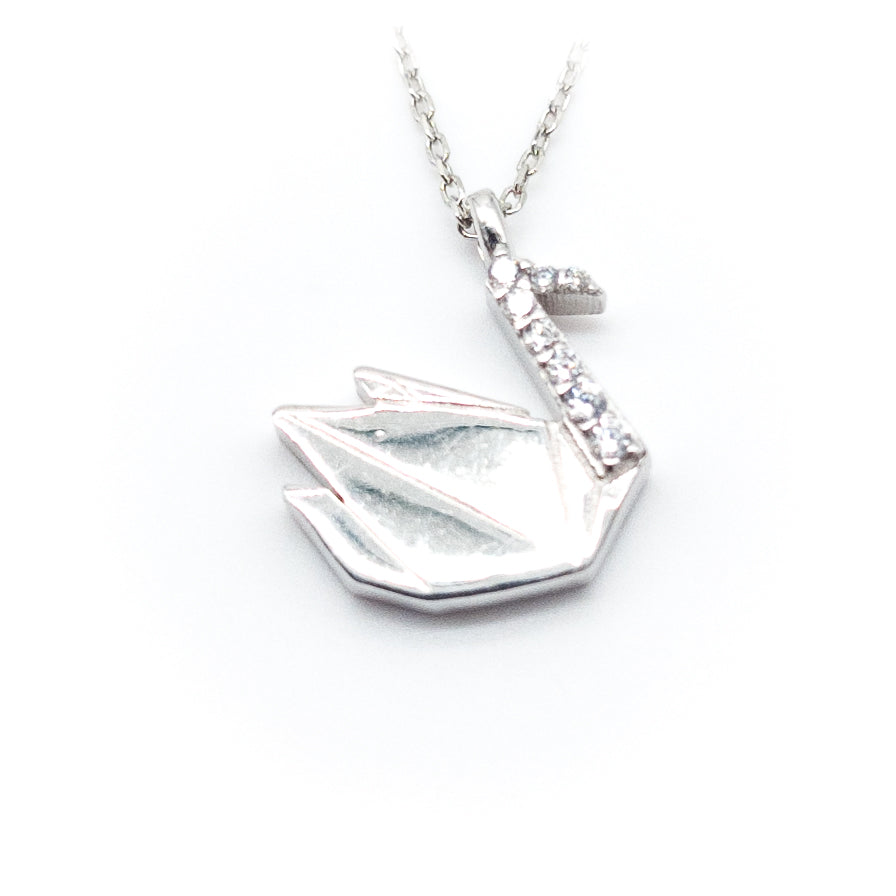 Origami Stone Swan Necklace