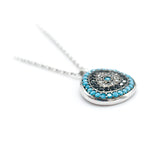 Eye Blue Oval Necklace – 925 Sterling Silver & Zircon