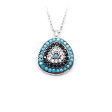 Eye Blue Oval Necklace – 925 Sterling Silver & Zircon