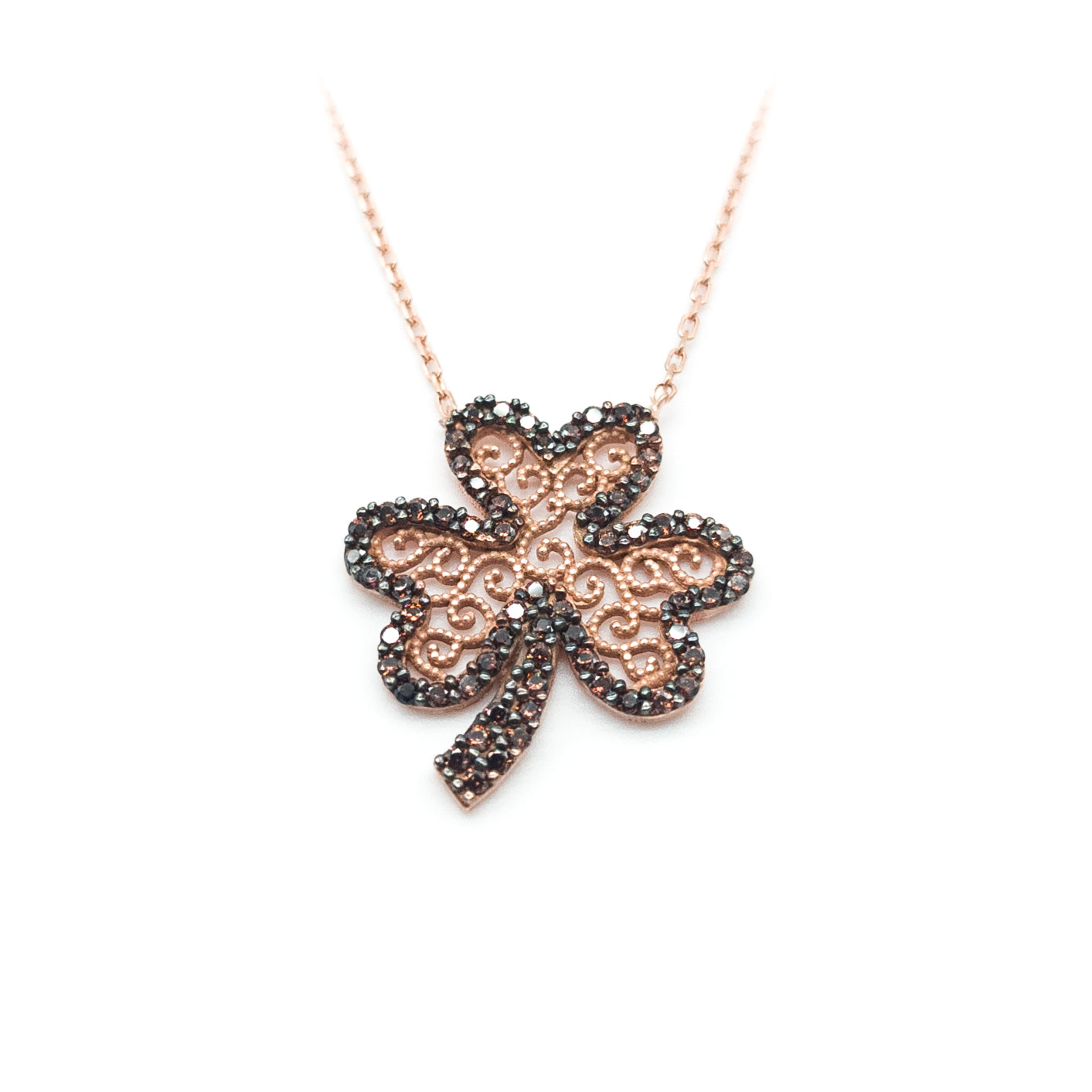 Garnet Clover Necklace
