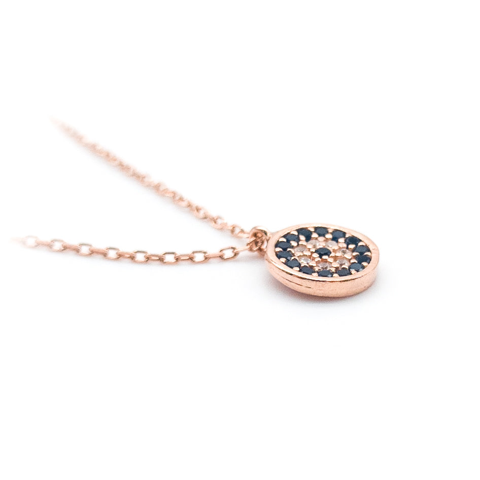 Eye Bead Necklace with Blue Zircon Stone