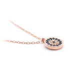 Eye Bead Necklace with Blue Zircon Stone