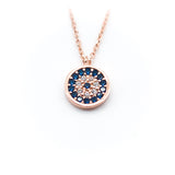 Eye Bead Necklace with Blue Zircon Stone