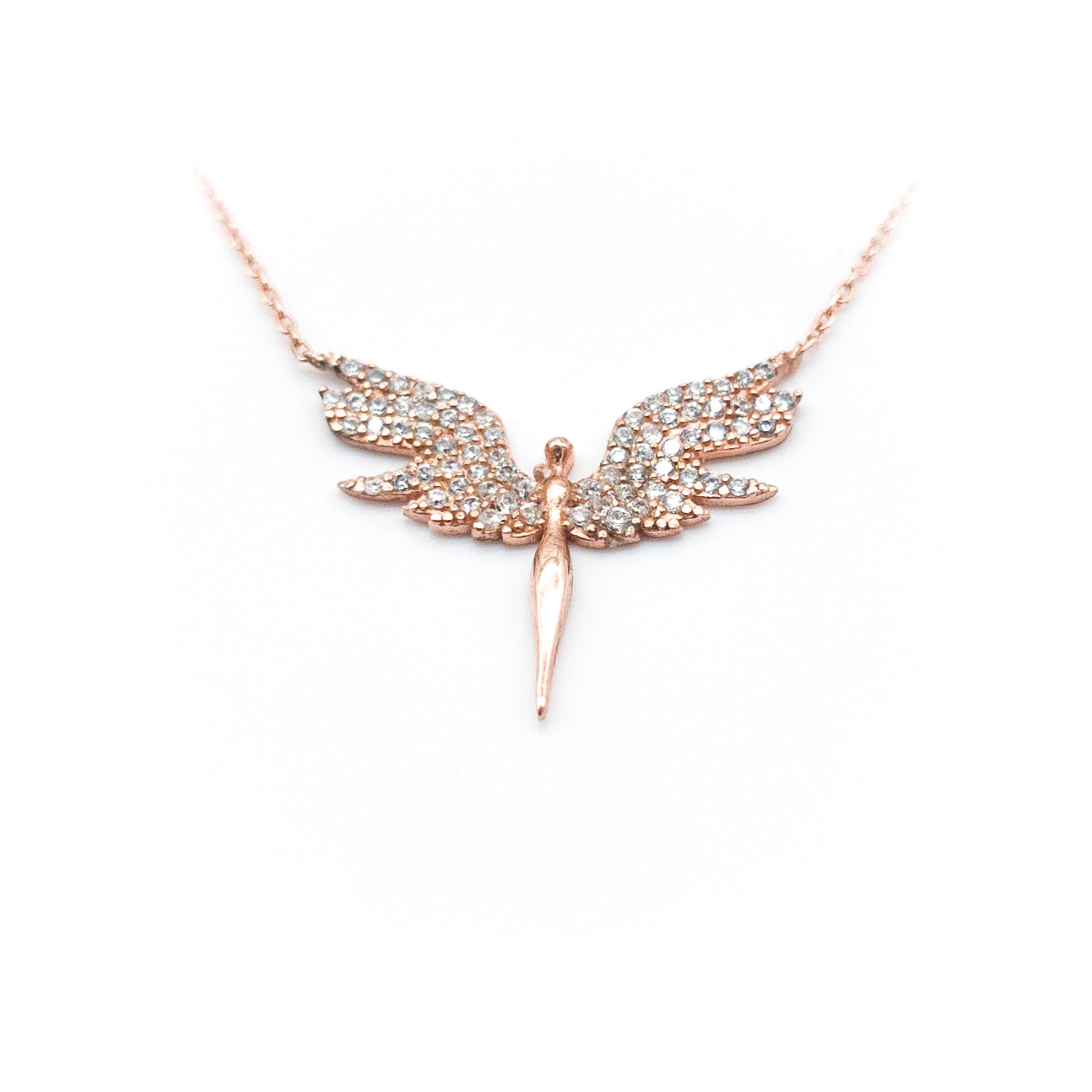 White Stone Michael Angel Necklace