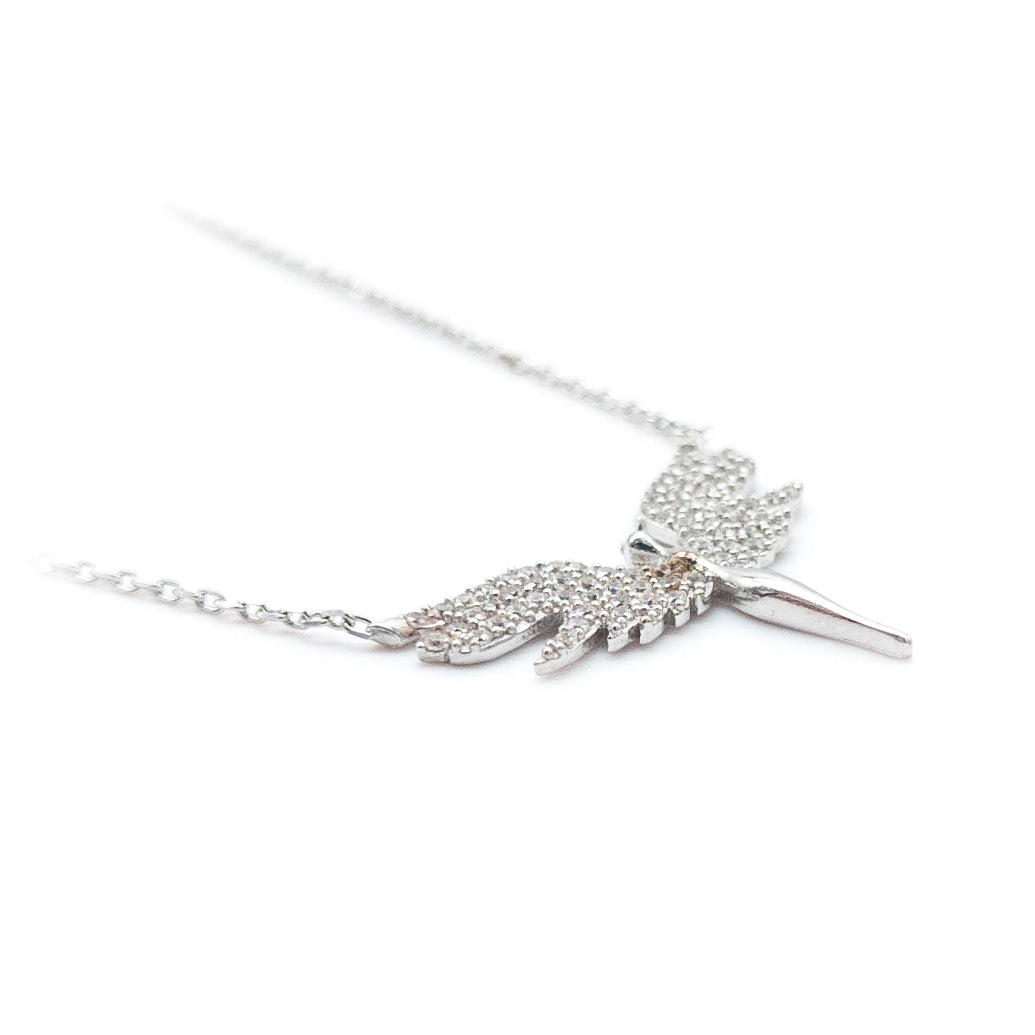 White Stone Michael Angel Necklace