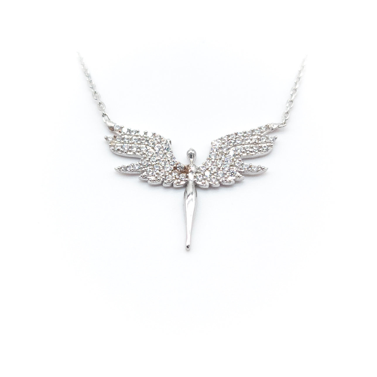 White Stone Michael Angel Necklace