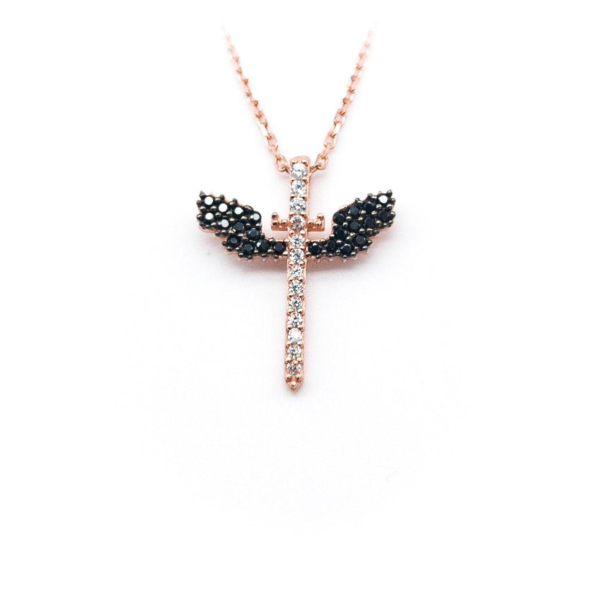 Collar del Ángel de Miguel con piedras azules, blancas y negras de colores
