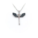 Collar del Ángel de Miguel con piedras azules, blancas y negras de colores