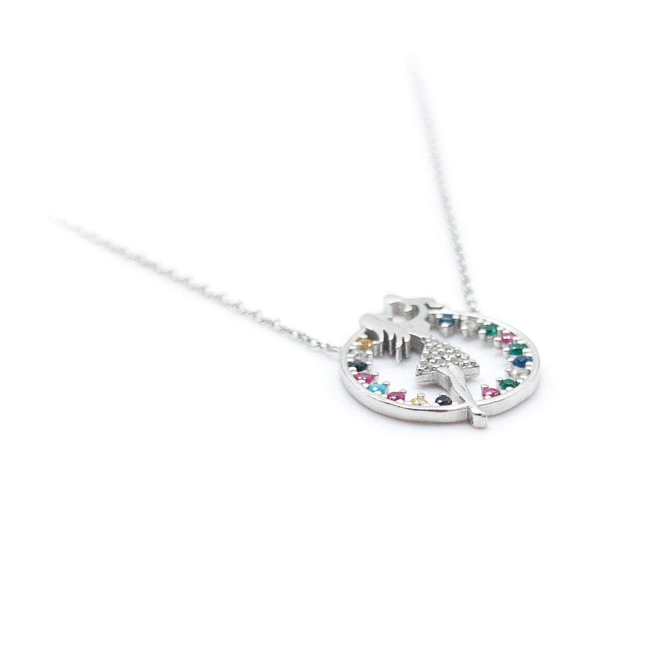 Mother & Baby Necklace with Rose-Colored Zircon Stone
