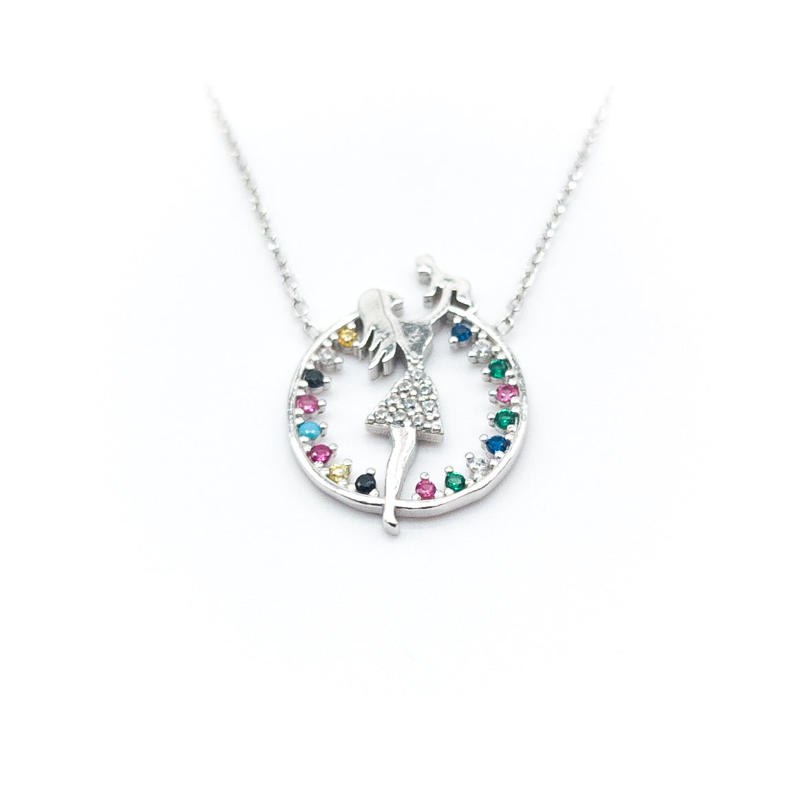 Mother & Baby Necklace with Rose-Colored Zircon Stone