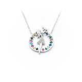 Mother & Baby Necklace with Rose-Colored Zircon Stone