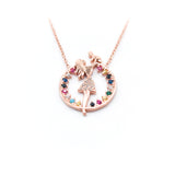 Mother & Baby Necklace with Rose-Colored Zircon Stone