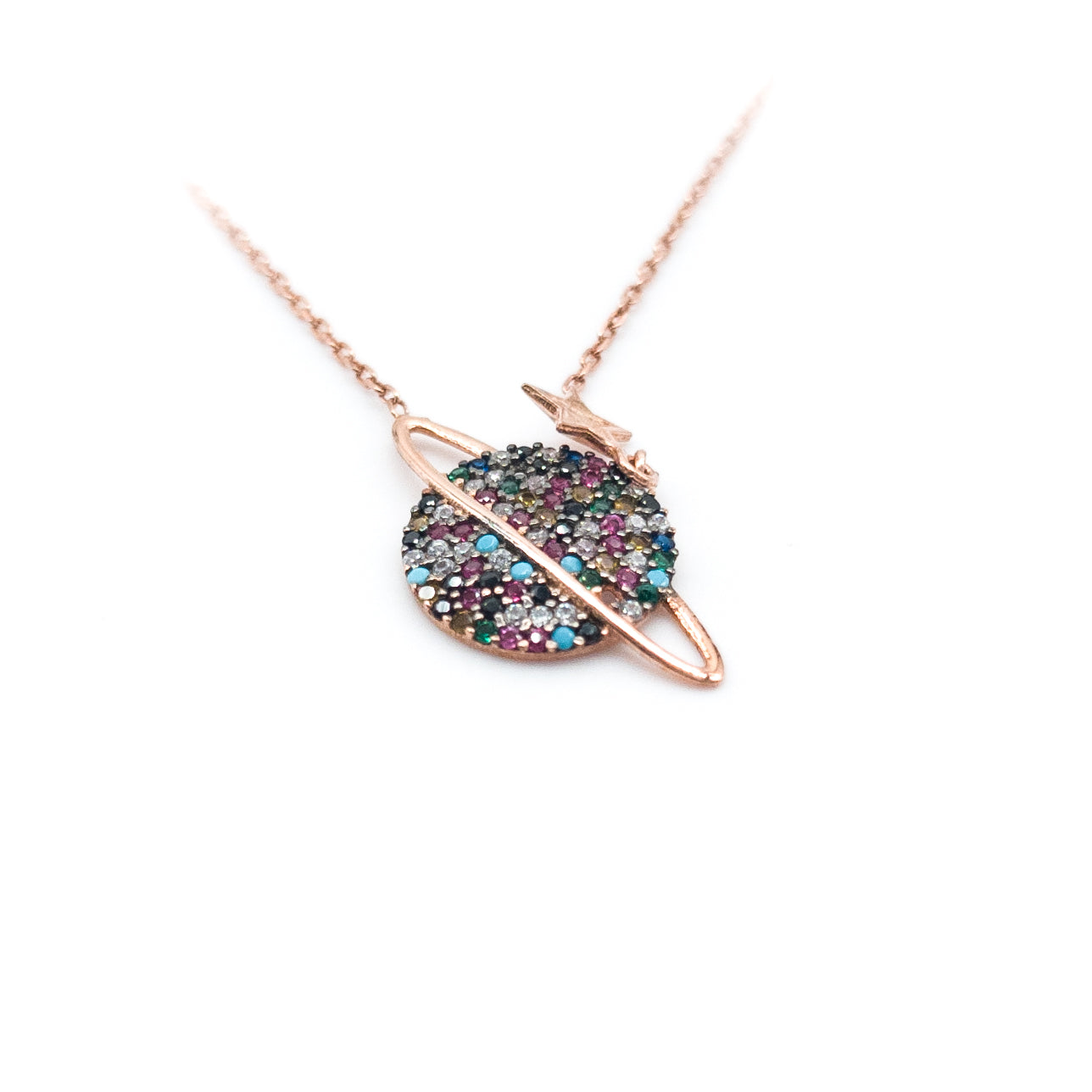 Colored Stone Planet Necklace