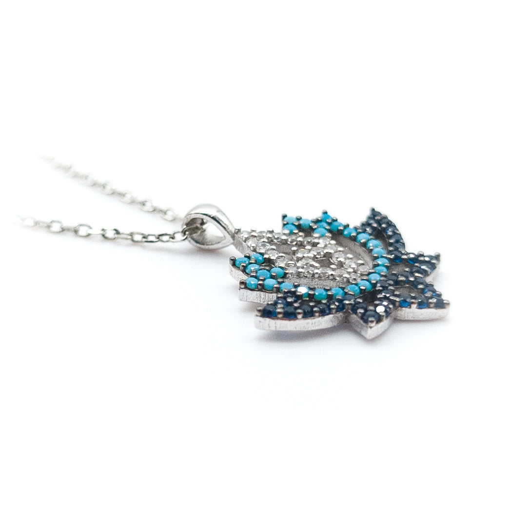 Lotus Flower of Life Silver Necklace