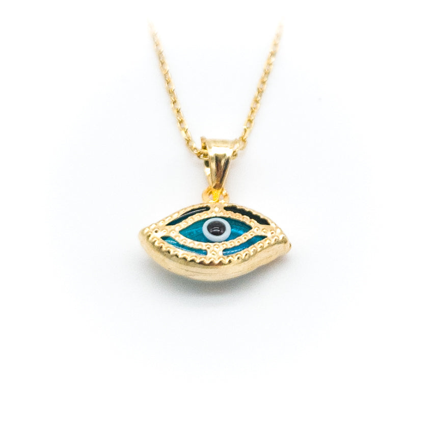 Eye Beaded Blue Necklace