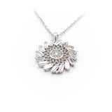 Floral White Baguette Round Necklace