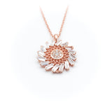 Floral White Baguette Round Necklace
