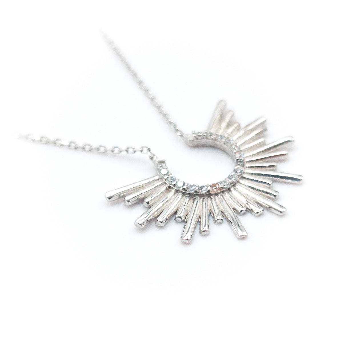 White Stone Sun of Happiness Necklace