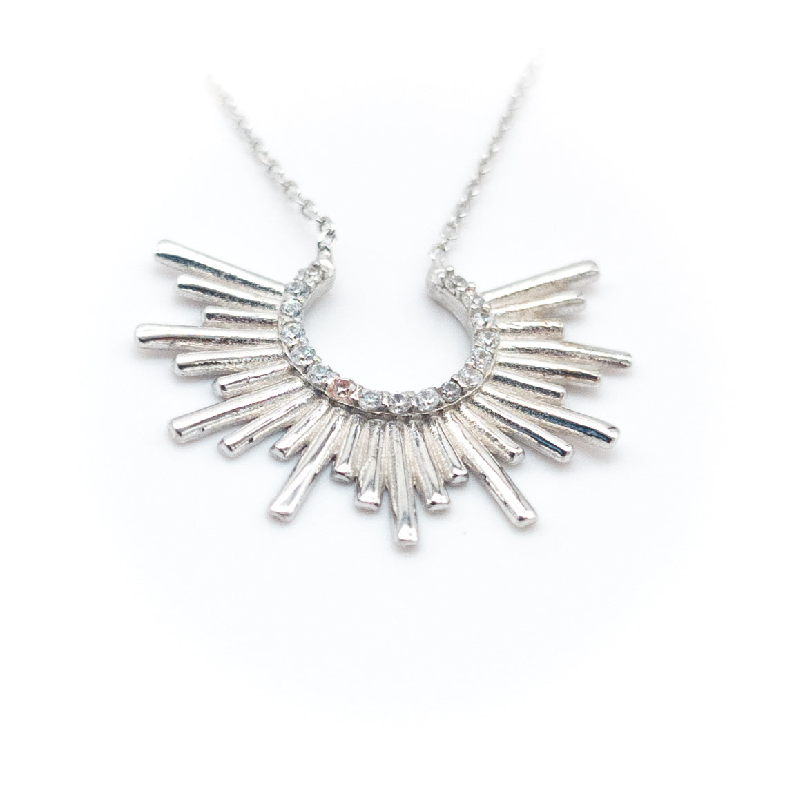 White Stone Sun of Happiness Necklace