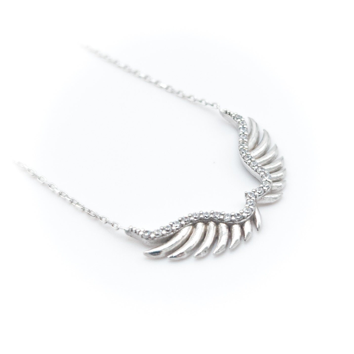 Angel Wing White Stone Necklace