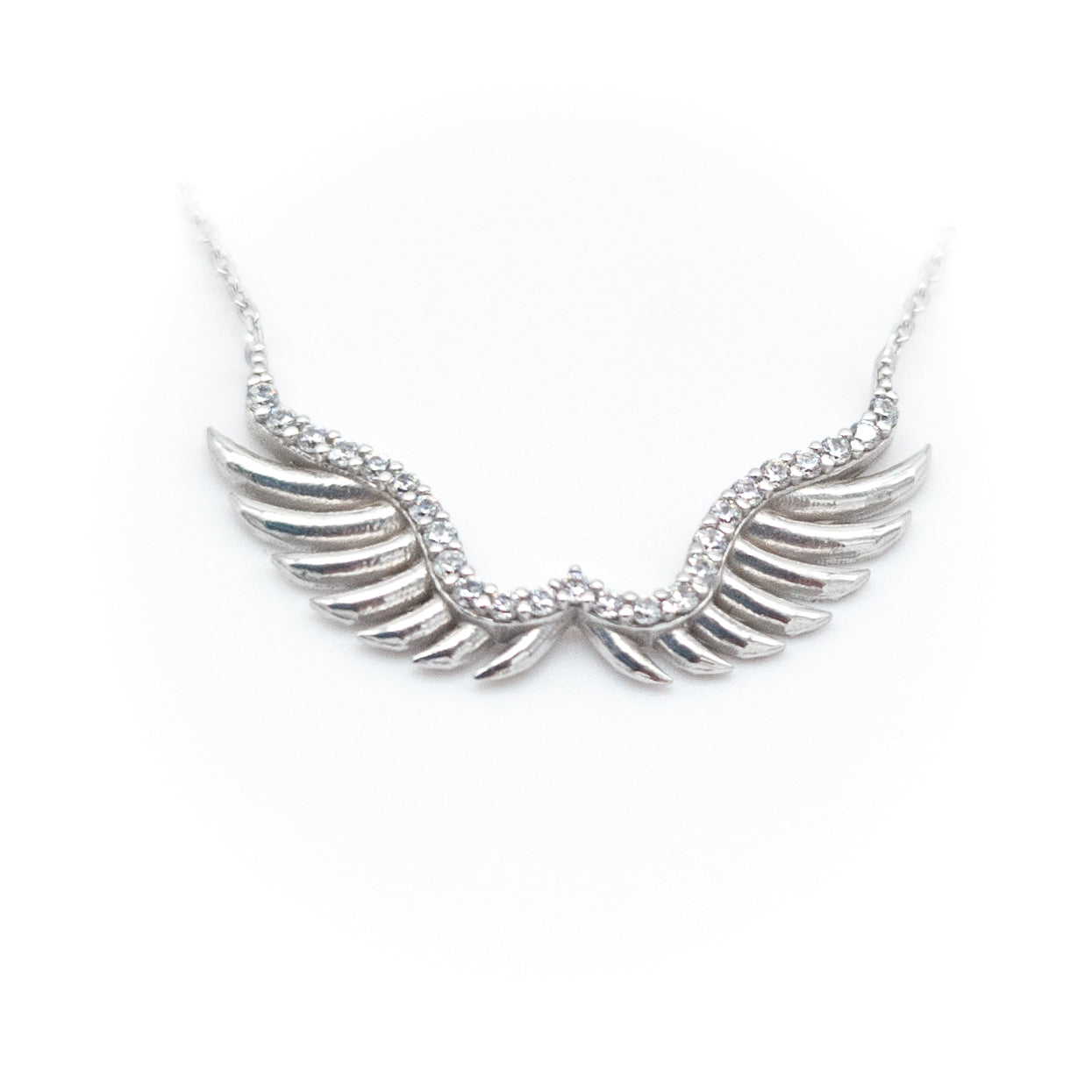 Angel Wing White Stone Necklace