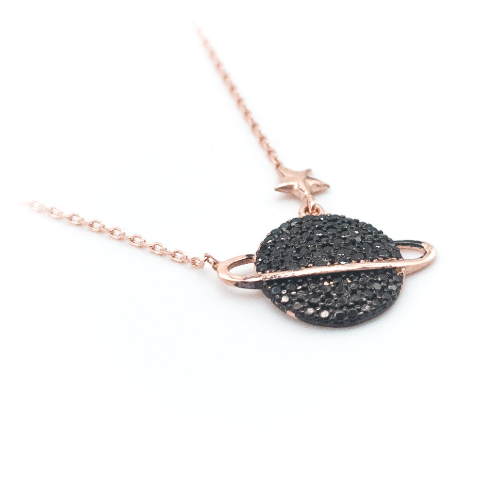 Black Stone Planet Necklace