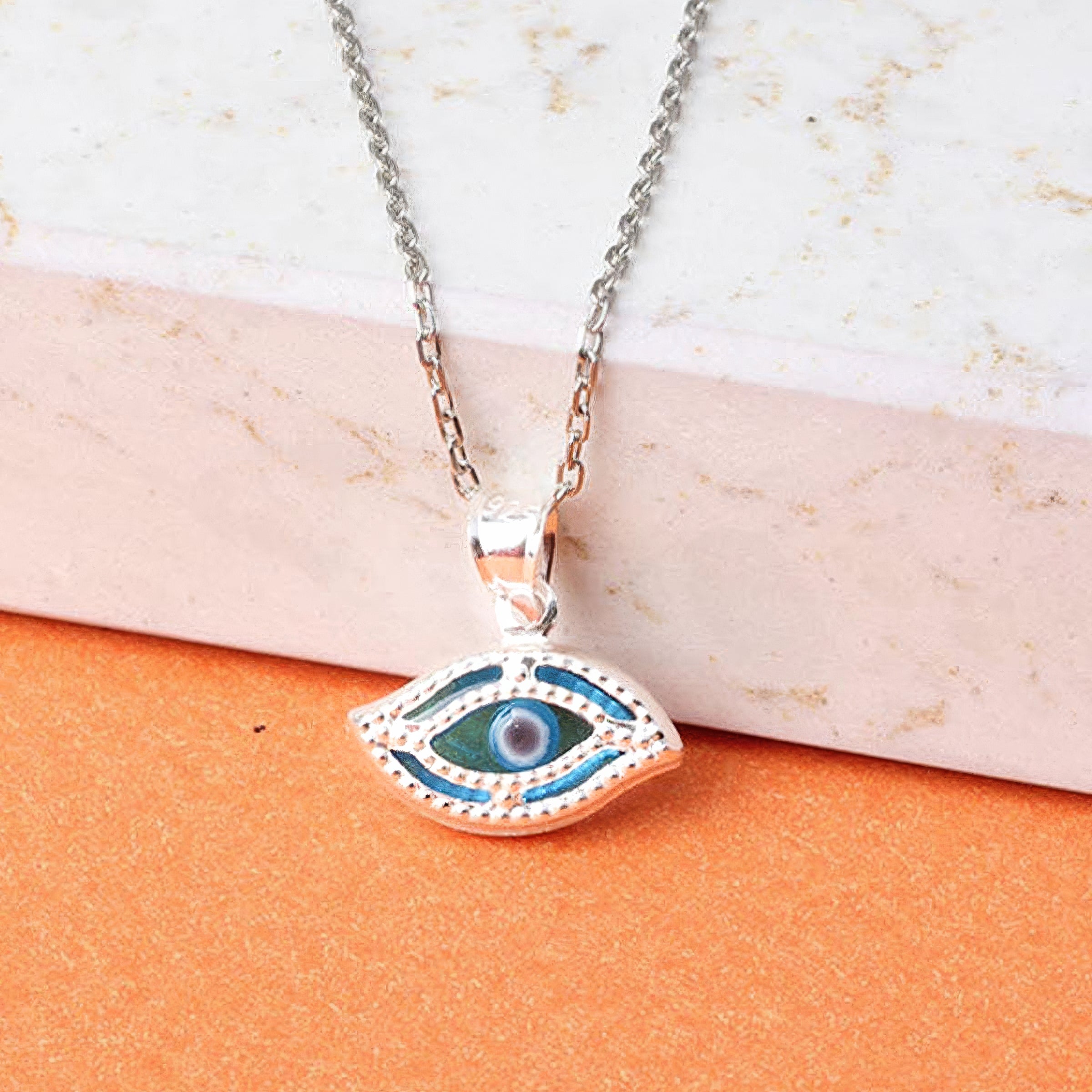Eye Beaded Blue Necklace