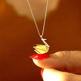Origami Stone Swan Necklace