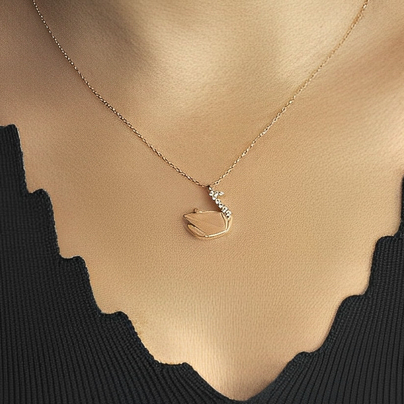 Origami Stone Swan Necklace