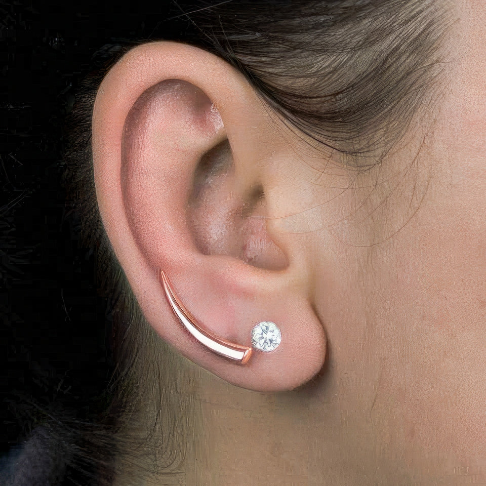 Ivory Solitaire Rose Silver Earring