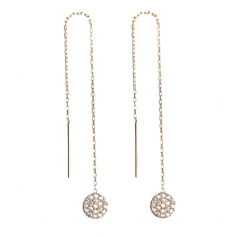 Round Stone Chain Earrings