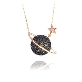 Black Stone Planet Necklace