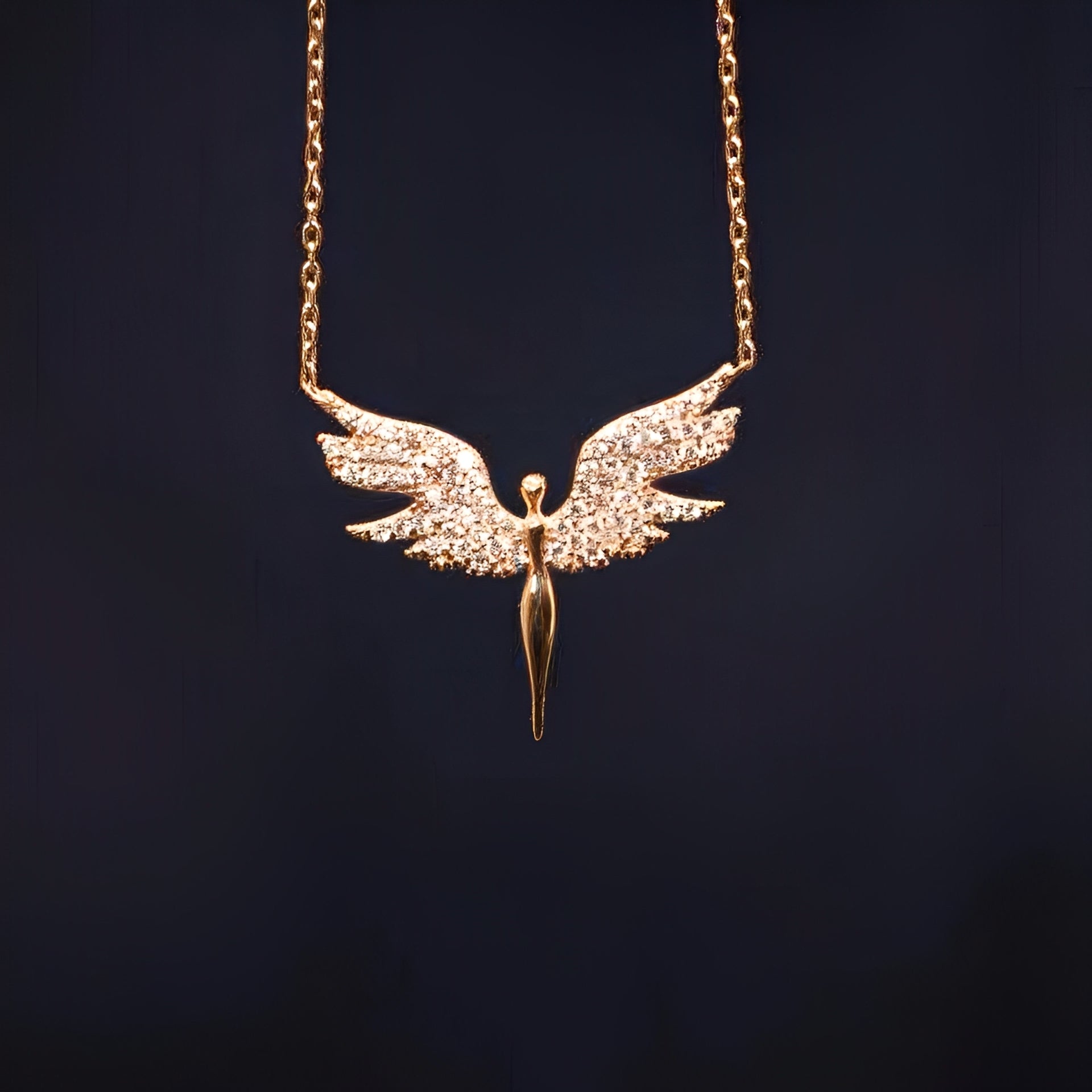 White Stone Michael Angel Necklace