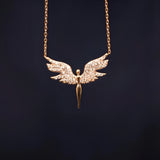 White Stone Michael Angel Necklace