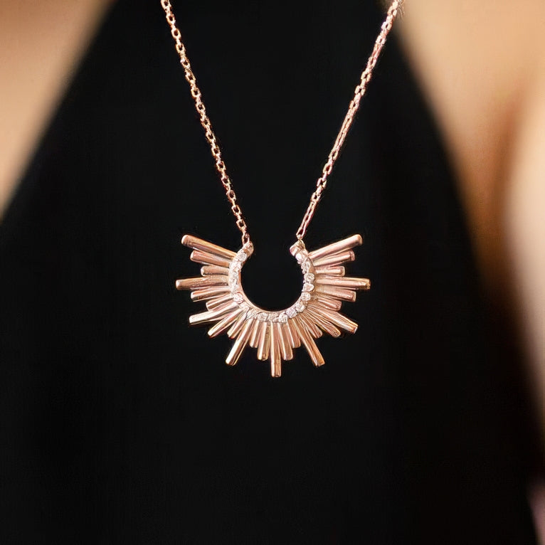 White Stone Sun of Happiness Necklace