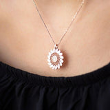 Floral White Baguette Round Necklace