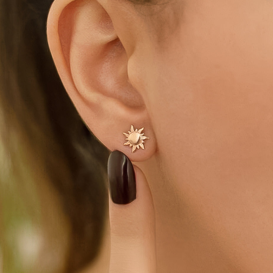 Sun Model Rose Silver Earrings