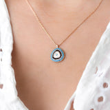 Eye Blue Oval Necklace – 925 Sterling Silver & Zircon