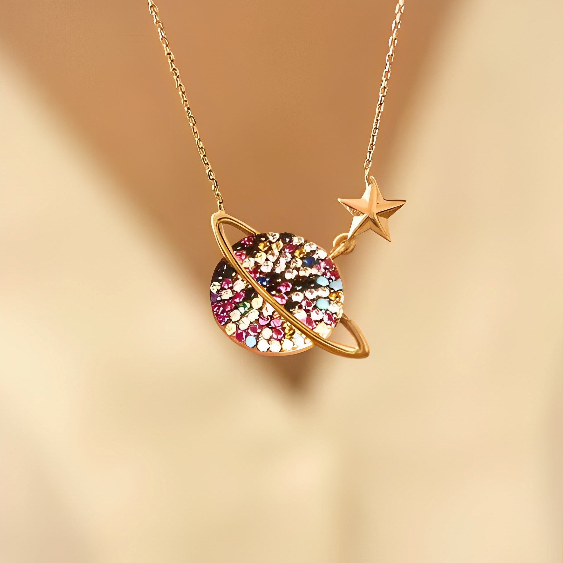 Colored Stone Planet Necklace