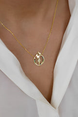 Mother & Baby Necklace with Rose-Colored Zircon Stone