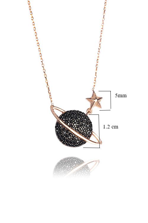 Black Stone Planet Necklace